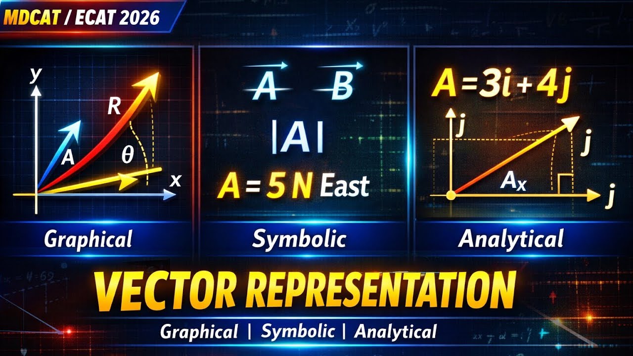 Vector Representation Made Easy ||Graphical, Symbolic & Analytical (MDCAT 2026)