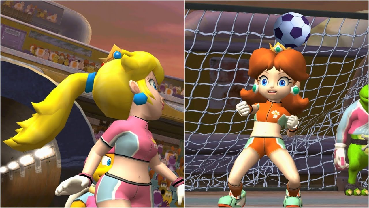 Super Mario Strikers - Peach vs Daisy - GameCube Gameplay (4K60fps)