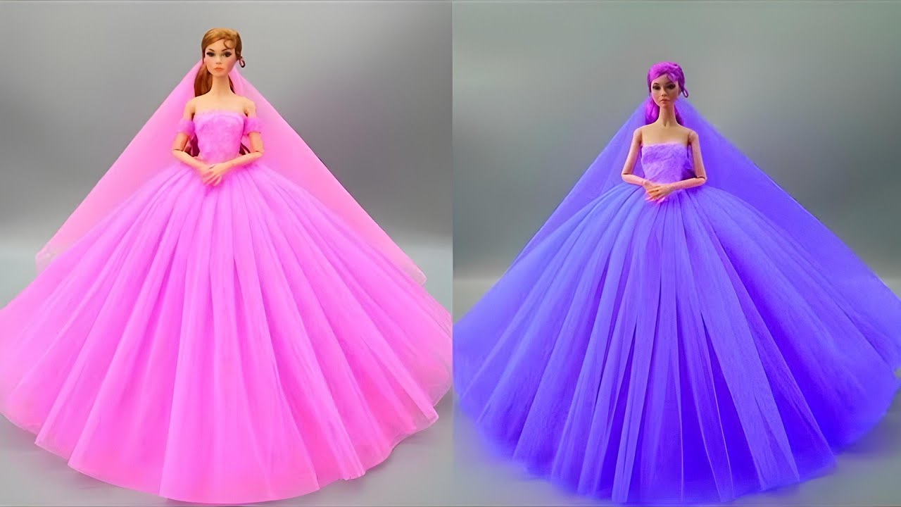 Disney Princess Doll Makeover ~ DIY Miniature Ideas for Barbie - Wig, Dress, Faceup, andMore! DIY