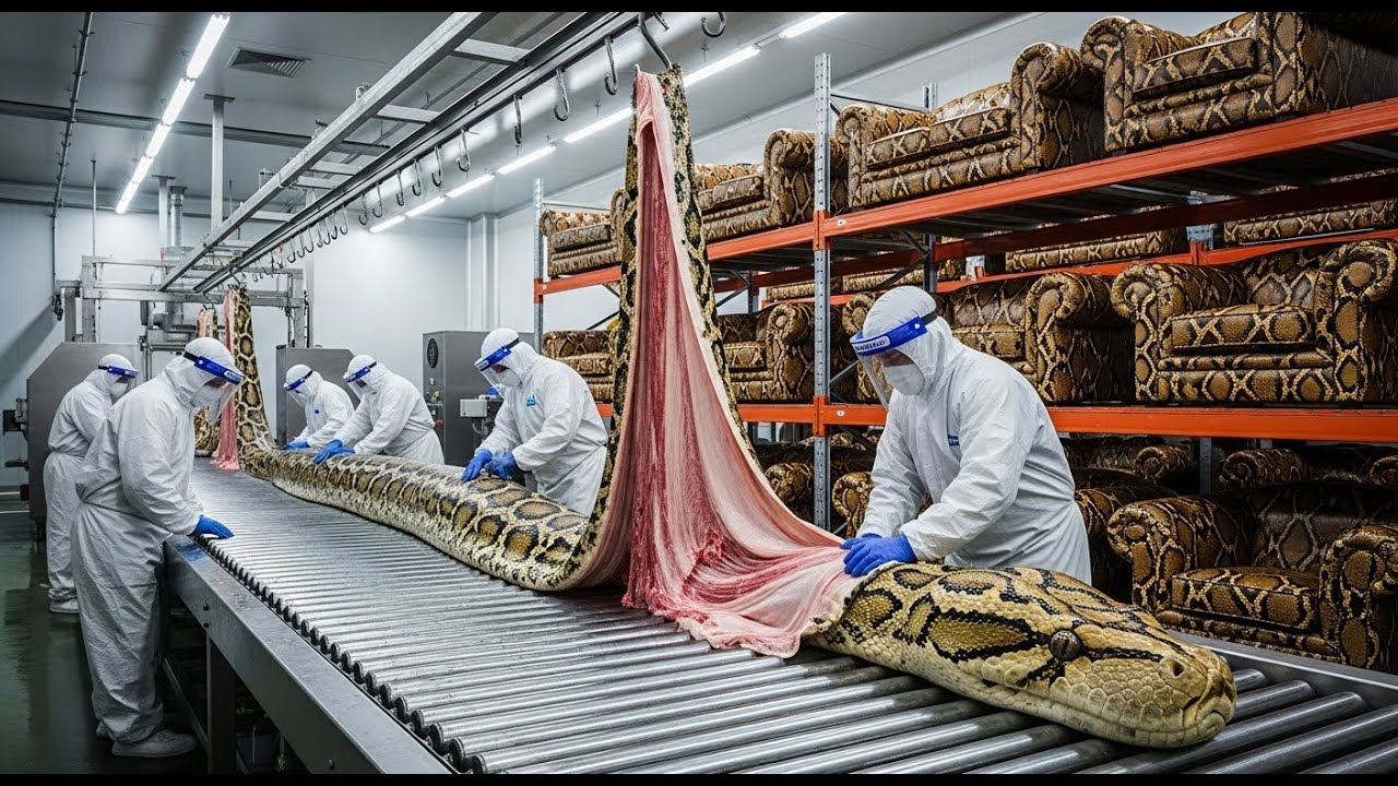 AI Factory Documentary &mdash; From Snake Skin to Luxury Leather | Realistic ASMR Process 🐍