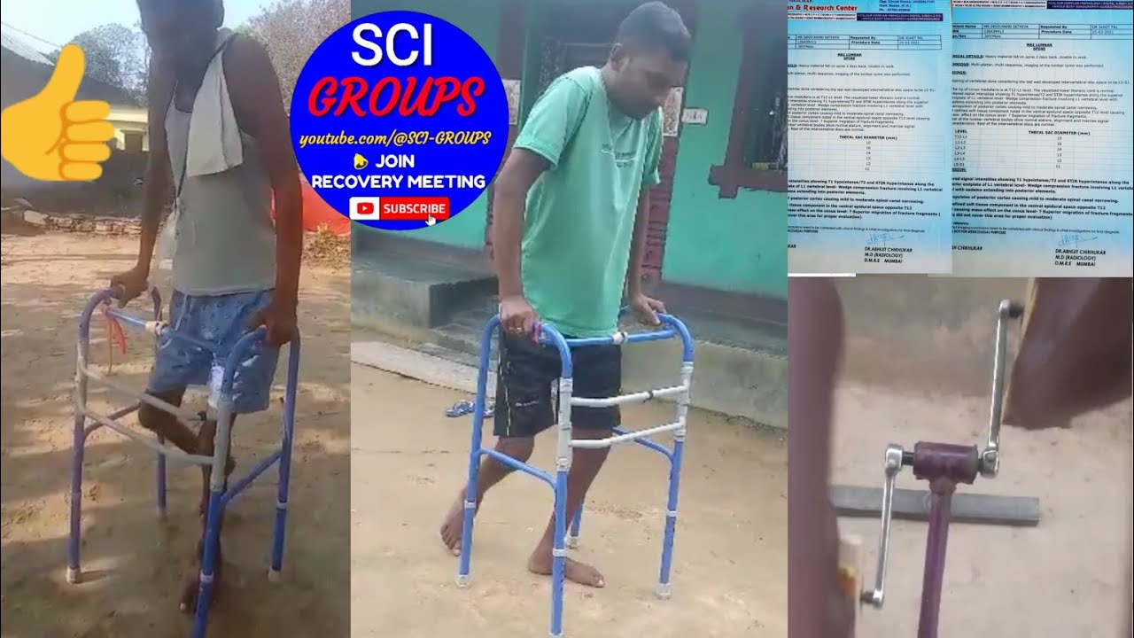 L1-T2-T12 Spinal Cord Injury Before 2.6 Year,SCI Recovery walking in walker Support #SUBSCRIBE🔔