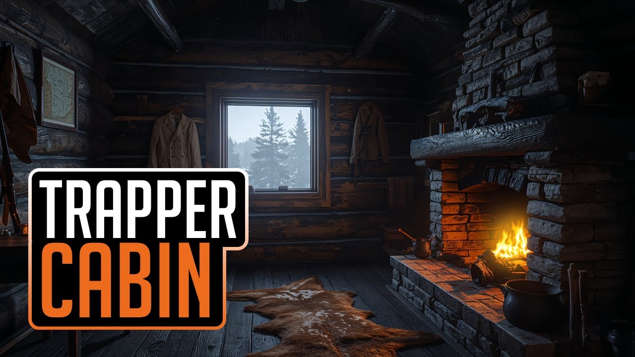 A Frontier Trapper – Winter Solitude in a Log Cabin, Rocky Mountains, 1820 | Historical Ambience