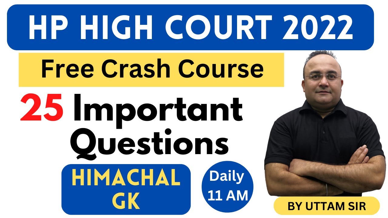 Himachal GK | HP High Court 2022 | Clerk & Process Server | HP GK | Free Crash Course