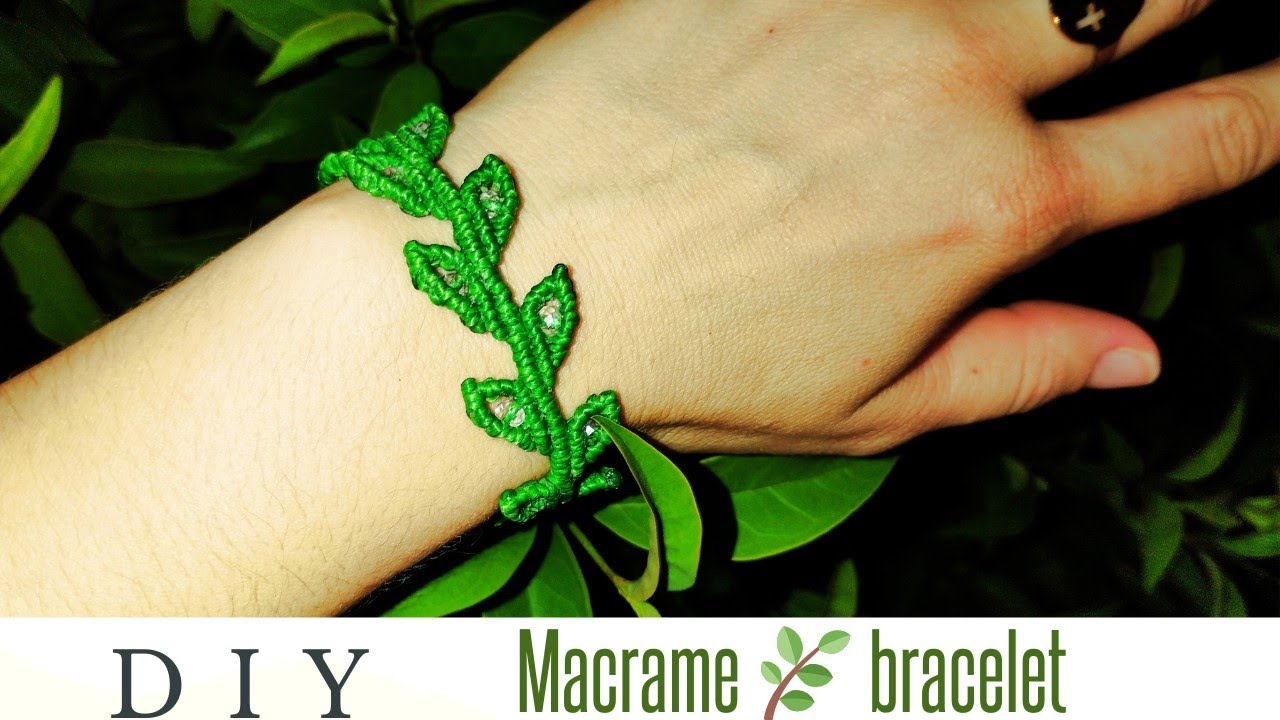 DIY / macrame leaf 🌿bracelet with beads/how to make/