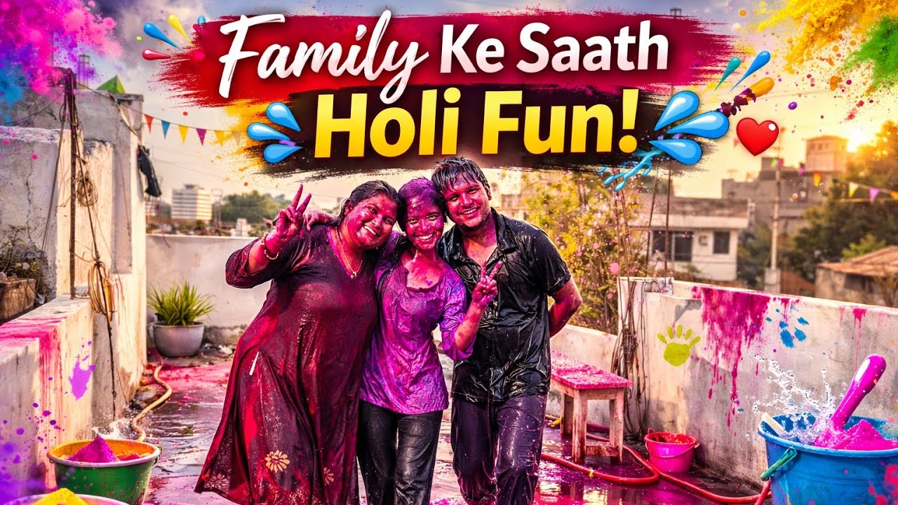 Family Ke Saath Holi Celebration 2026 💜💦 | Full Vlog