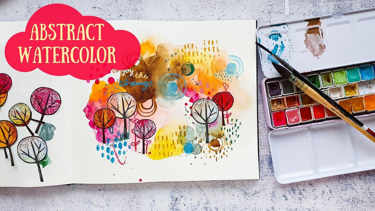 Intuitive Mixed Media Art Journal Collage - Abstract Watercolor Painting