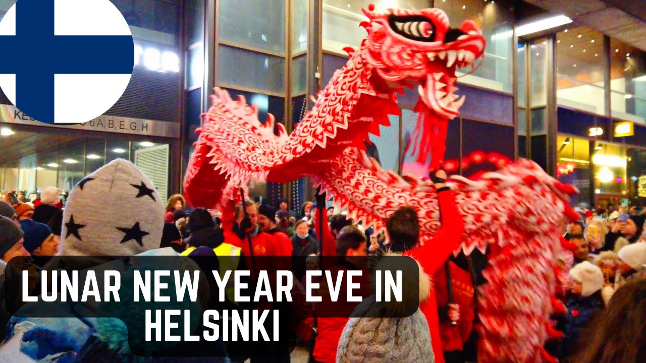 Lunar New Year eve in Helsinki Finland 2023 🧨🧧 | Lion and dragon dance 🐯🐲