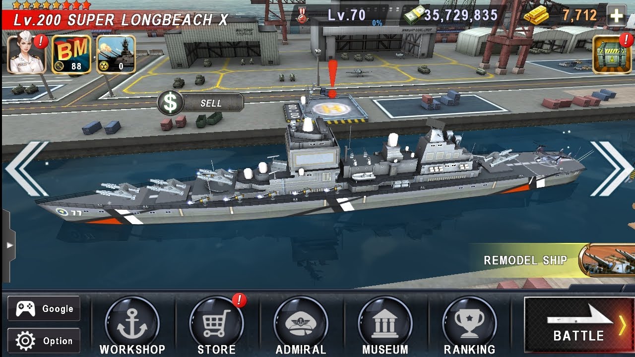 WARSHIP BATTLE Episode 63 Mission 7 Hard Mission Cleared Using Super Longbeach X