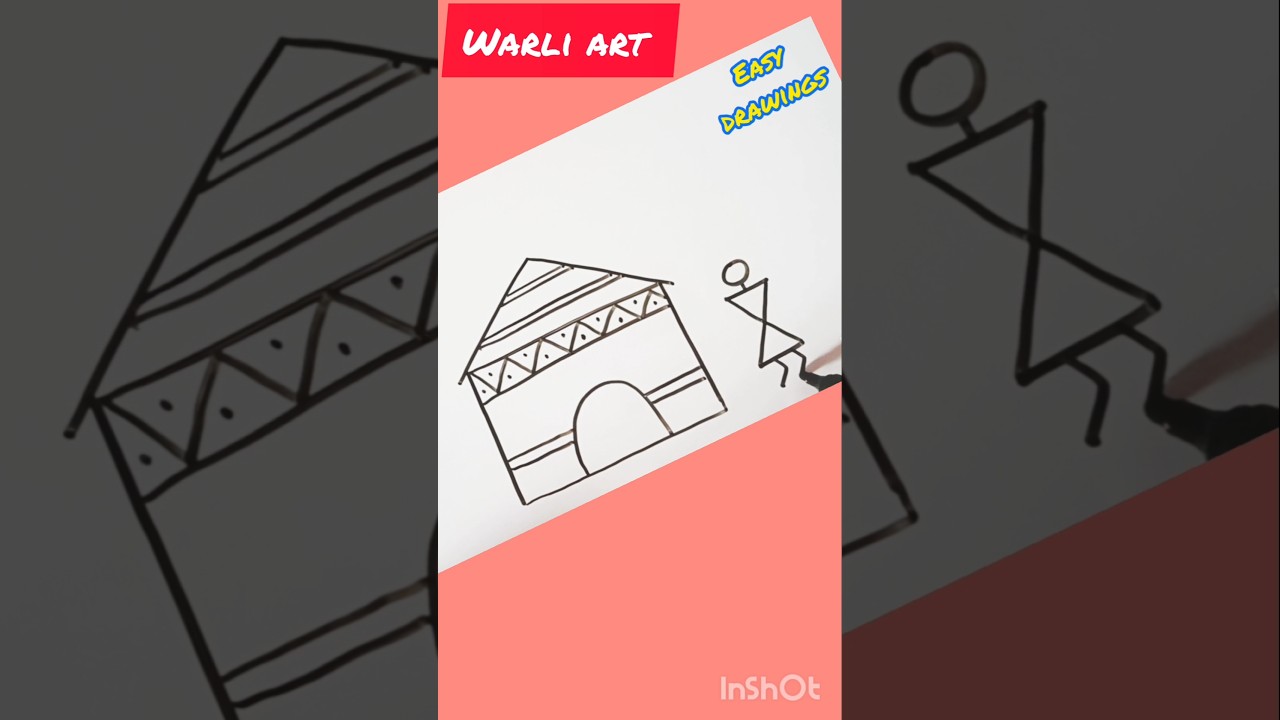 Easy Warli art for kids #kidsart #shorts #shortvideo #warliart #easyart #easydrawing #draw #tribal