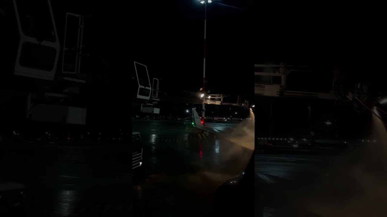 Deicing process of aircraft. #airport #aiplane #deicing