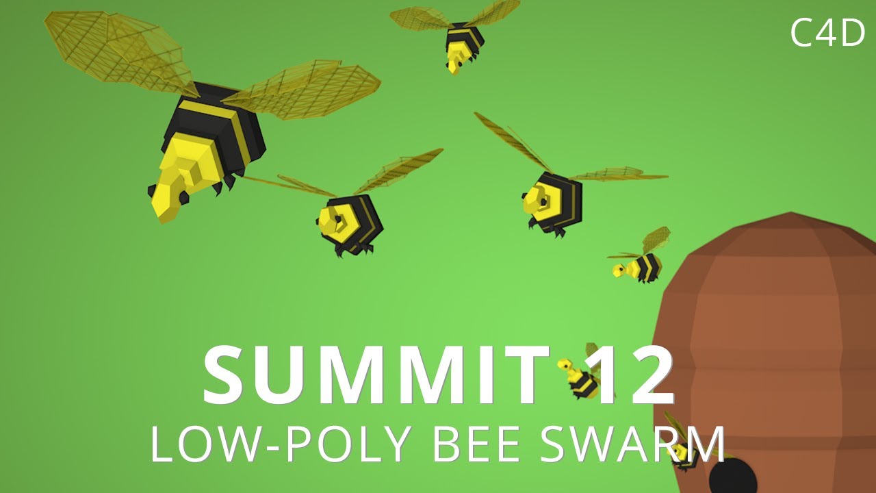 Summit 12 - Low-Poly Bee Swarm - Cinema 4D