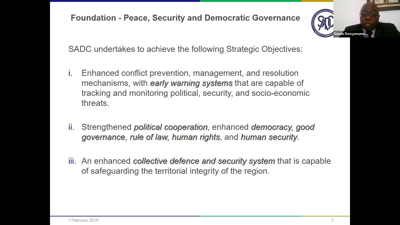 Dennis Rweyemamu - An Overview of SADC's Vision 2050 and RISDP