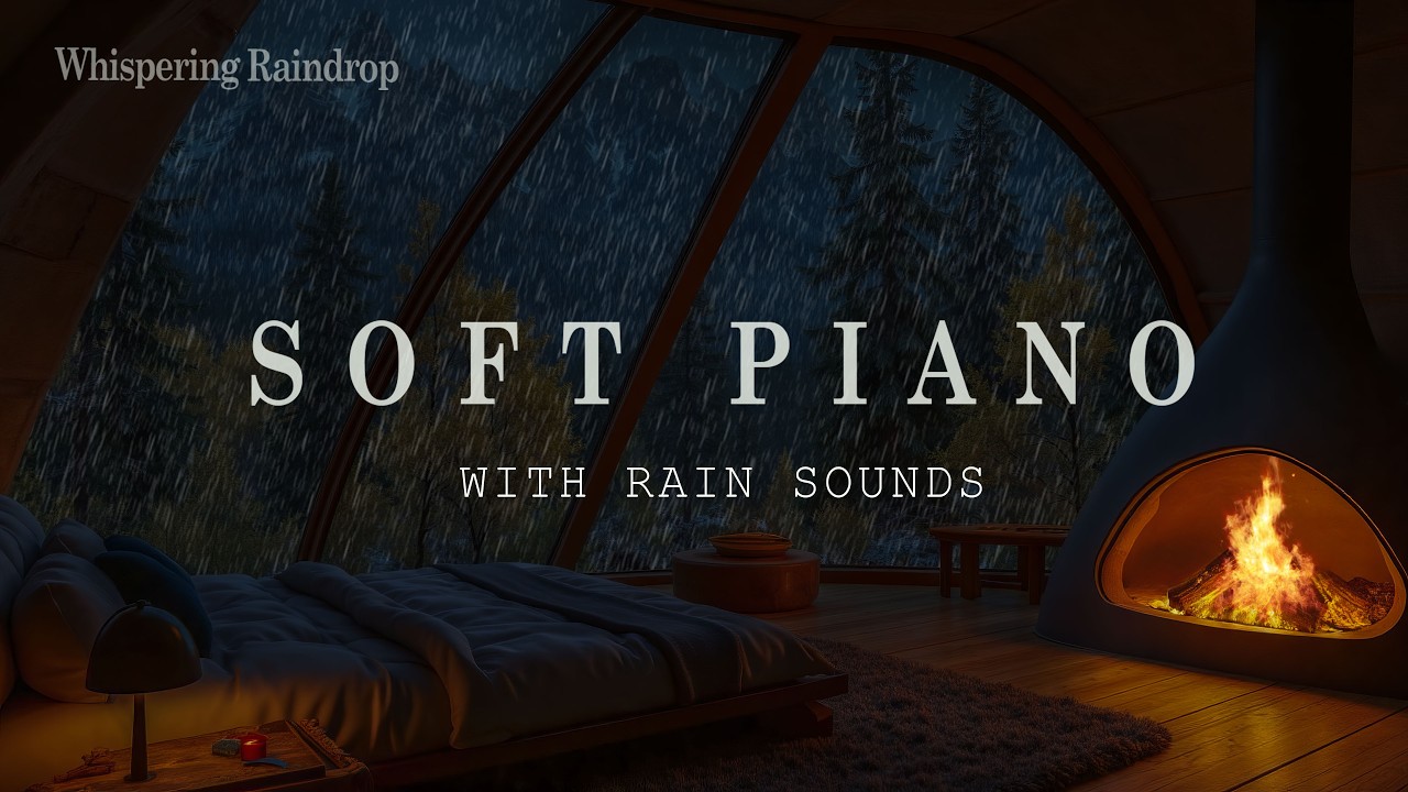 12 Hours Relaxing Sleep Music with Rain Sounds 🌧️ Crackling Fireplace for Deep Sleep, Stress Relief🔥