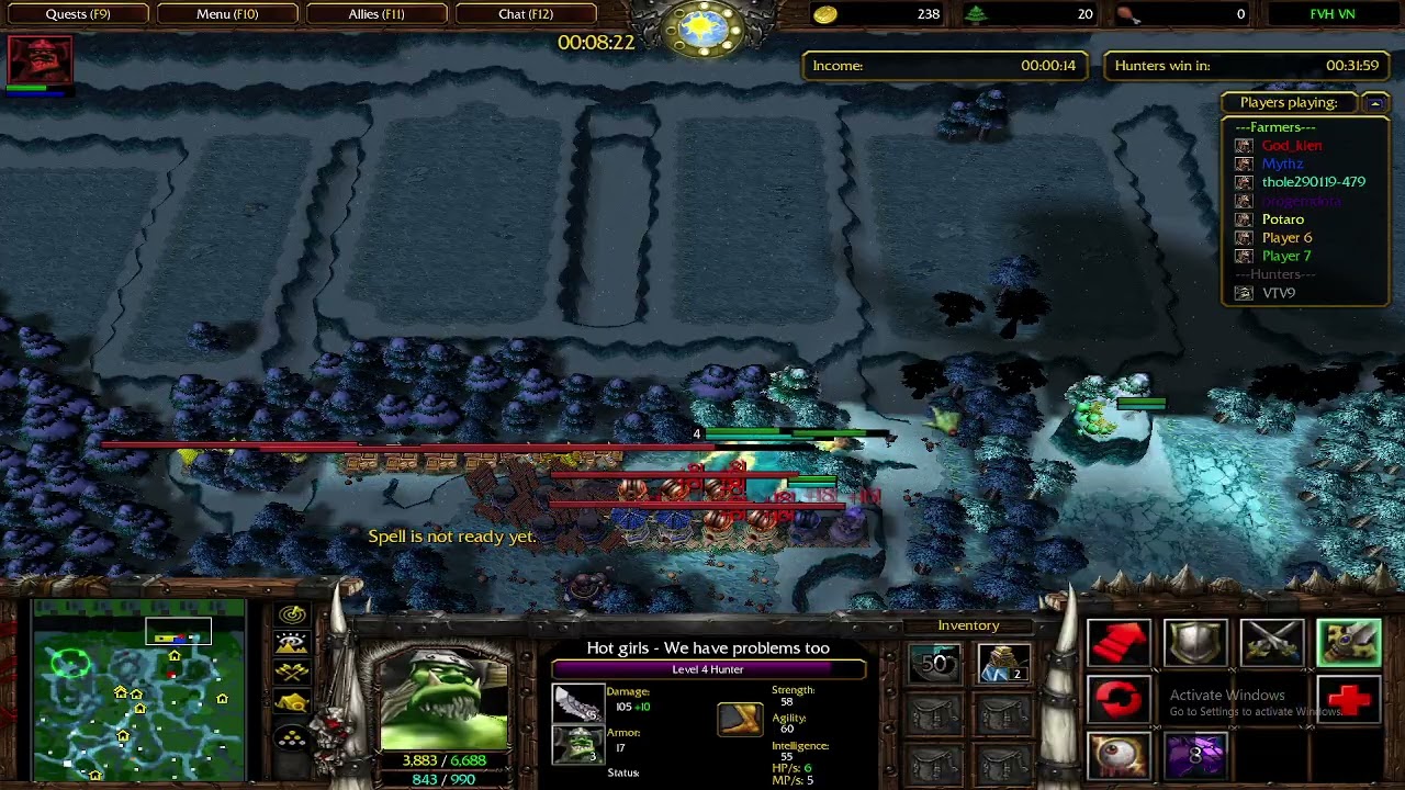 Warcraft 3 Farmer vs Hunter #78 ( 1 vs 5 ) đại tá vtv9