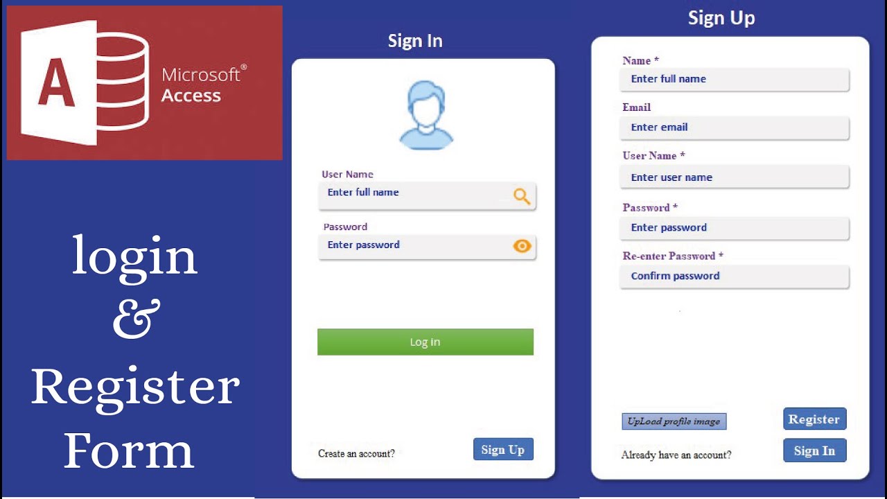 Login and Registeration Form In MS ACCESS