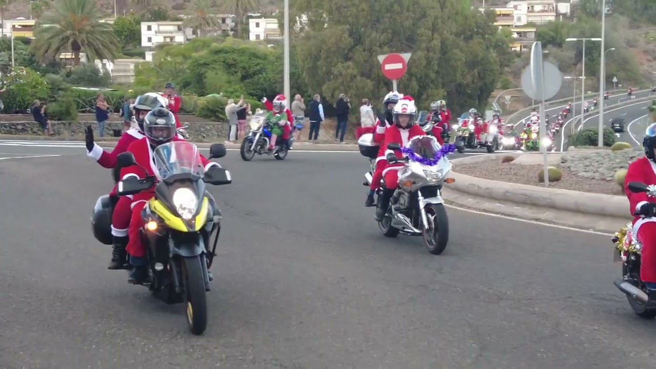 GC Weihnachtsmänner Motorrad Umzug / Papanoelada Motera - Maspalomas - Playa del Ingles