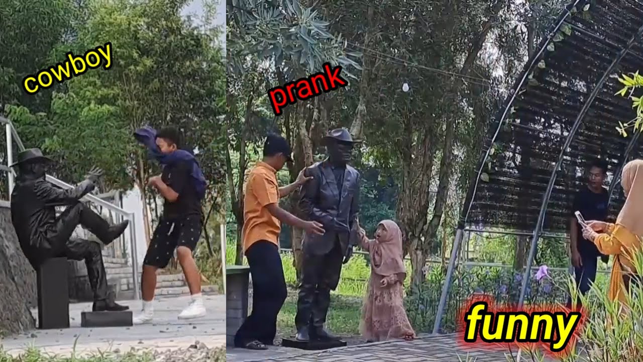 #best_cowboy_prank//  funniest reactions//lelucon prank patung