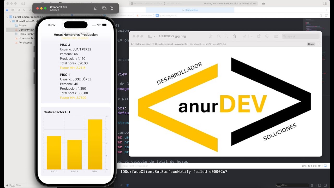 ANURDEV  |.  APP REPORTE DE FACTOR  HORAS HOMBRE / PRODUCCION EN XCODE  |. SWIFT IOS PROGRAMING 011