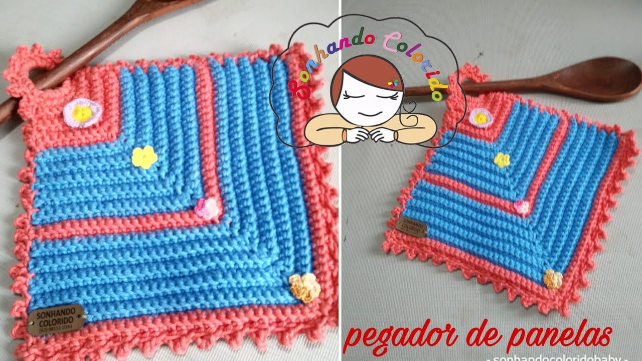 Pegador de panelas em crochê #pegadordepanelas    #sonhandocolorido