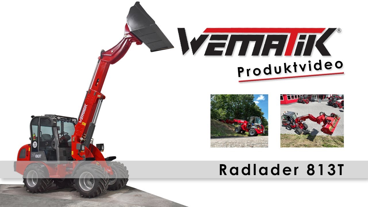 Radlader 813T in Aktion mit hydraulischem Frontmulcher Wematik Hoflader