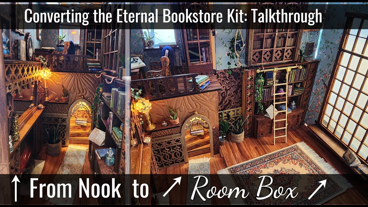 Eternal Bookstore Book Nook Kit - How I Made it a Dark Academia-Style Library/Greenhouse Roombox