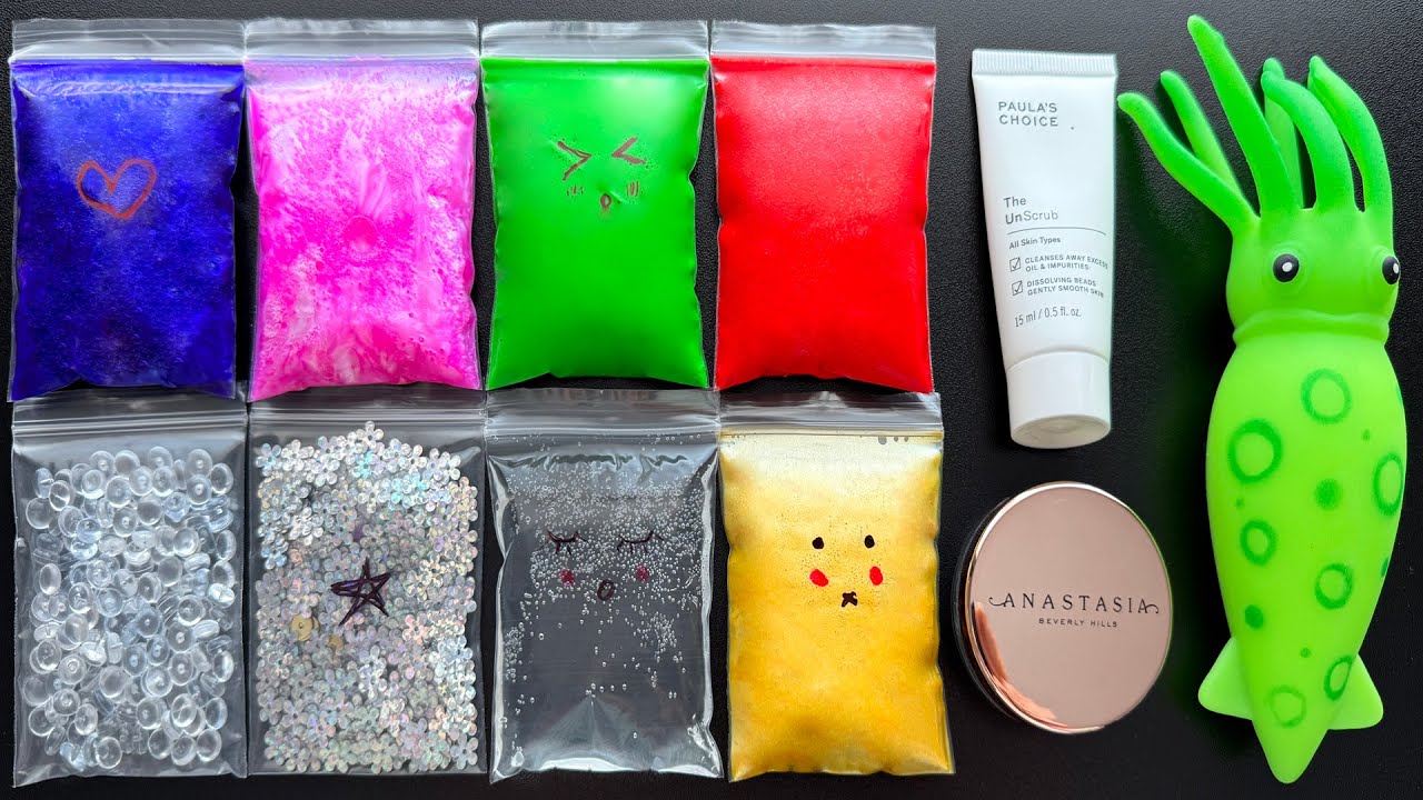 Relaxing and Calming Slime Making with Satisfying Bags Makeup and Squishy