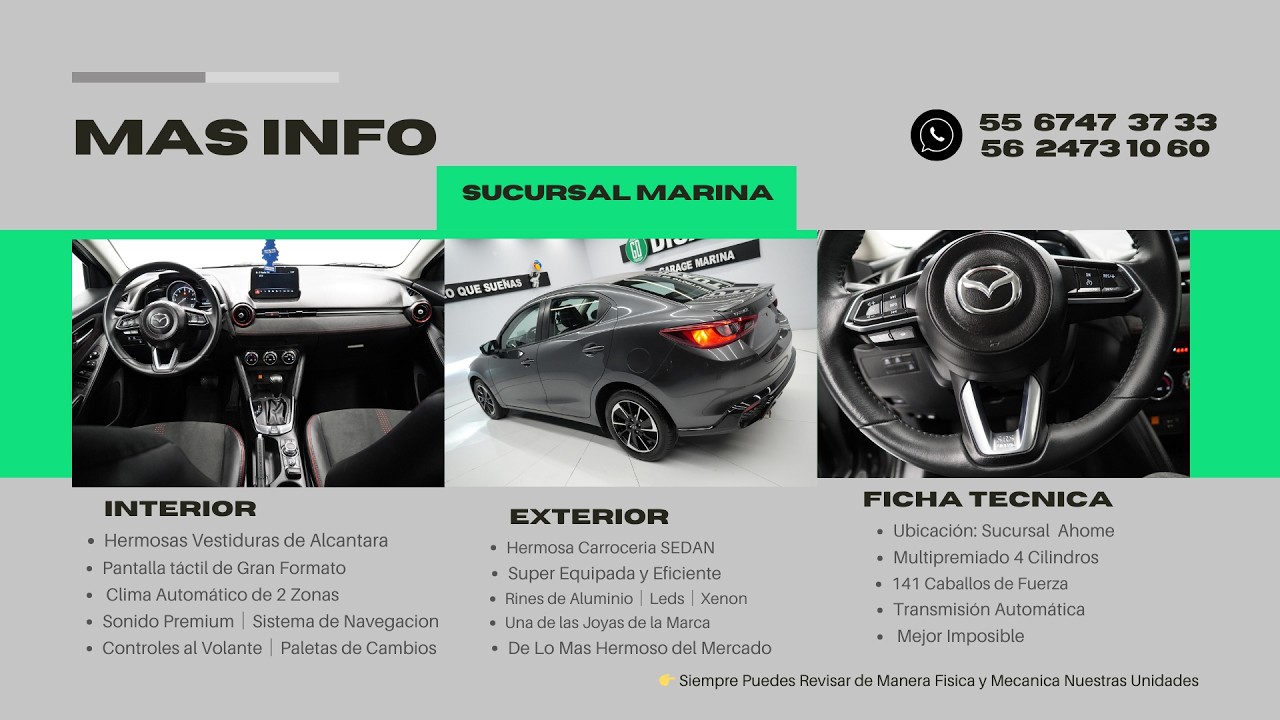 DISAUTO SEMINUEVOS│2025 MAZDA 2 SEDAN SIGNATURE FULL EQUIPO ALCANTARA HUD RINES APPLE GPS XENON LED
