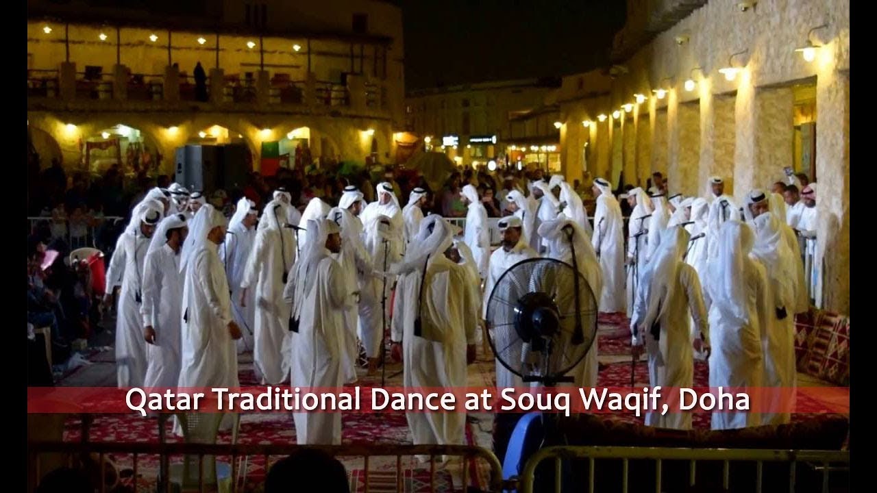 Qatari Traditional Dance with Music at Souq Waqif, Doha - Qatar | Arabic Culture Song | Al Ardah
