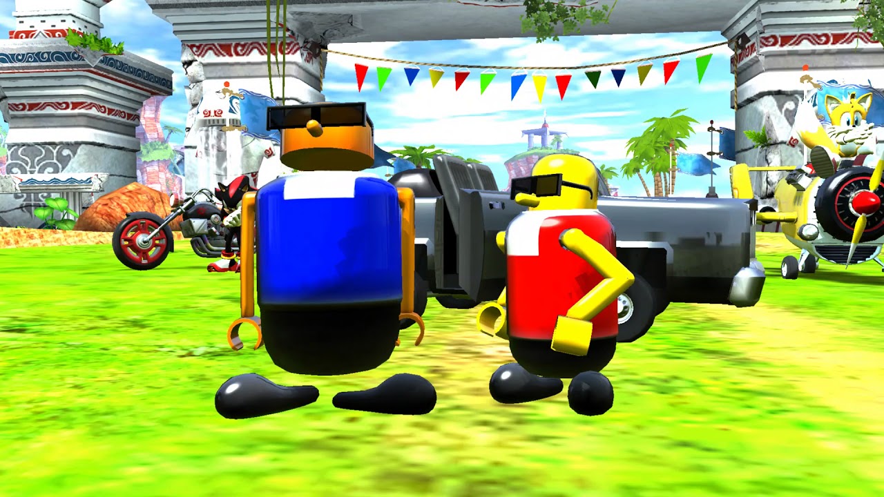 Sonic & Sega all Star Racing 3 player split screen Ocean Ruin Tour