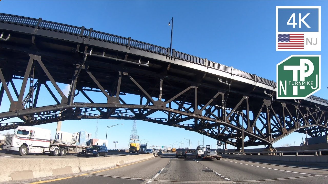 Road Drive Video NEW JERSEY TURNPIKE to NEWARK USA 4K 🇺🇸 NJTP Car Driving No Music