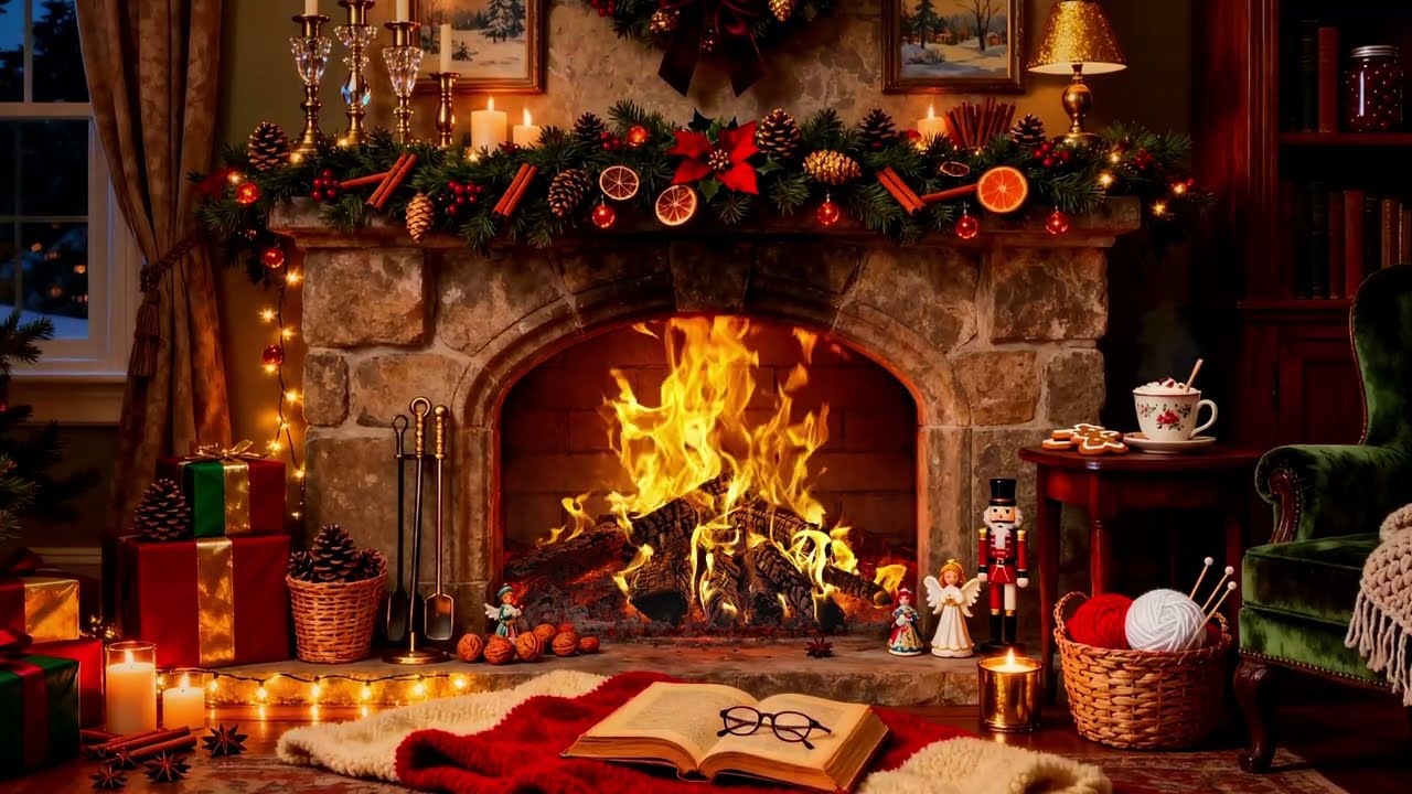 Cozy Christmas Fireplace 🎄 Crackling Fire & Peaceful Holiday Atmosphere
