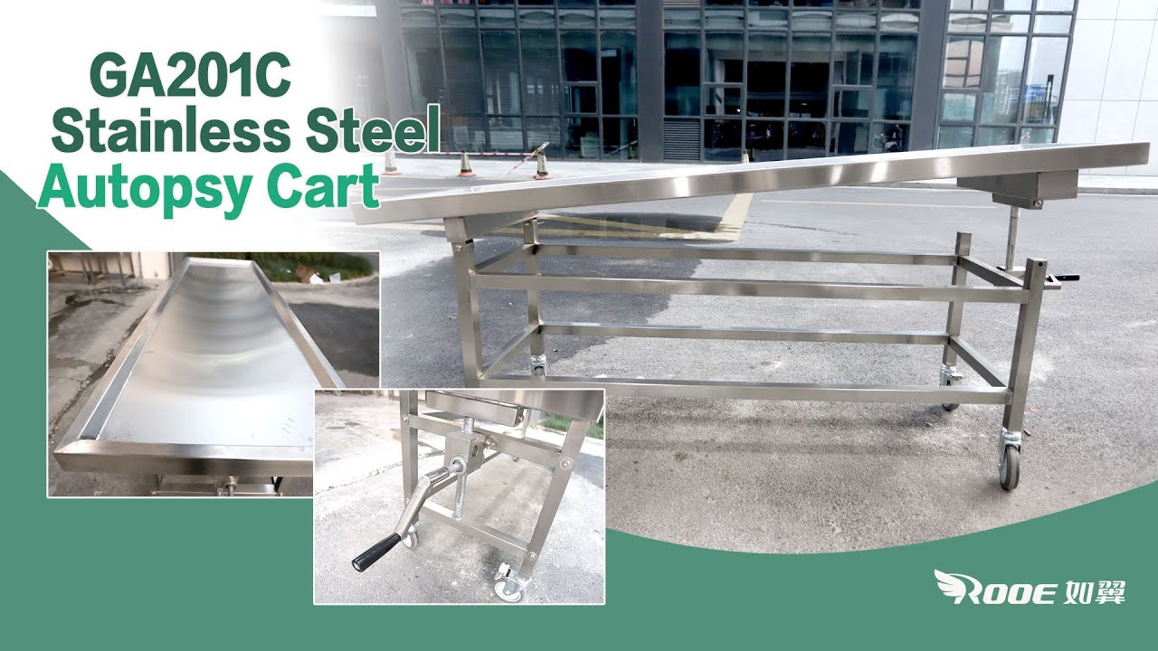 Mortuary Single-side Manual Lifting Stainless Steel Autopsy Trolley