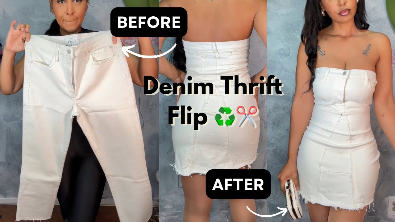 Diy Denim Mini Dress : THRIFT FLIP