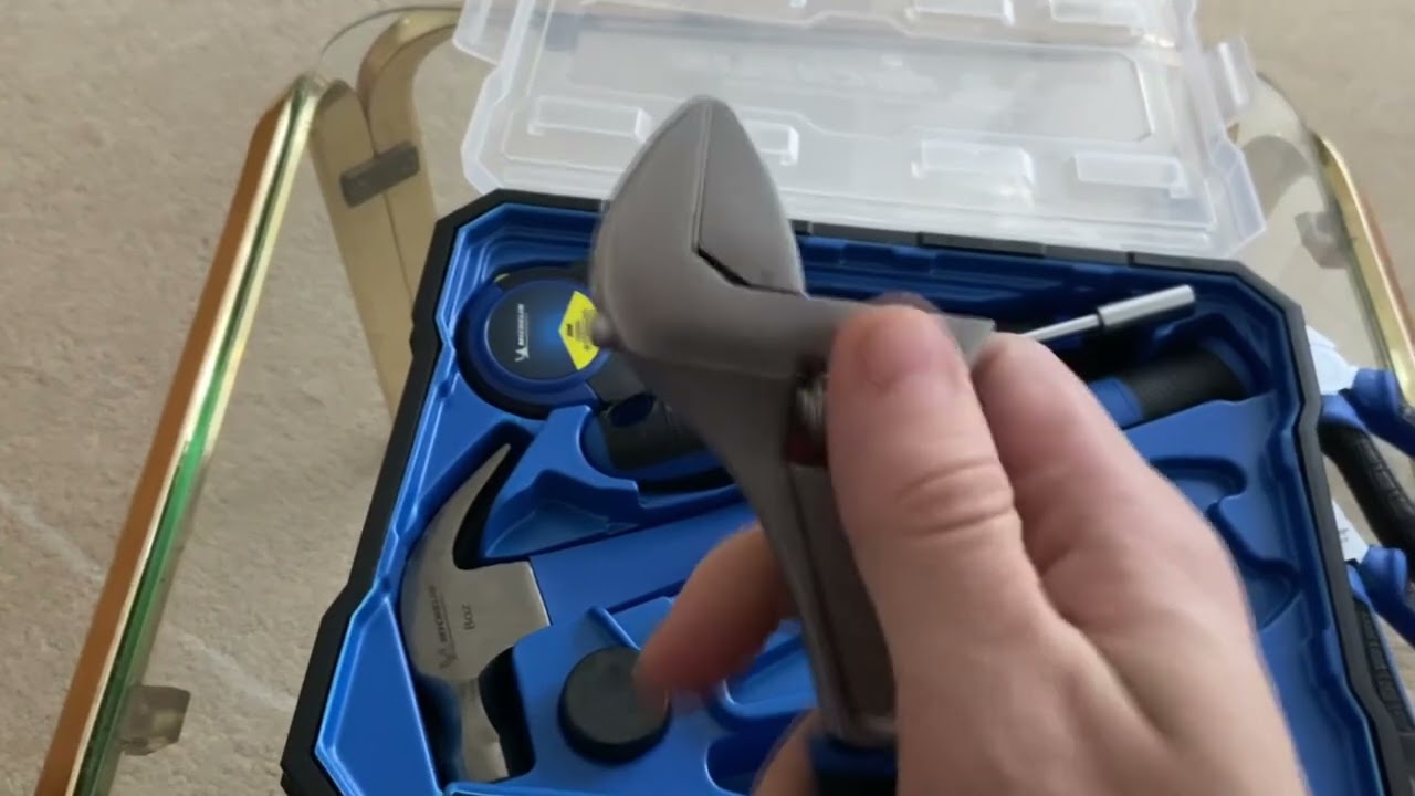 Unboxing set of tools Michelin from supermarket