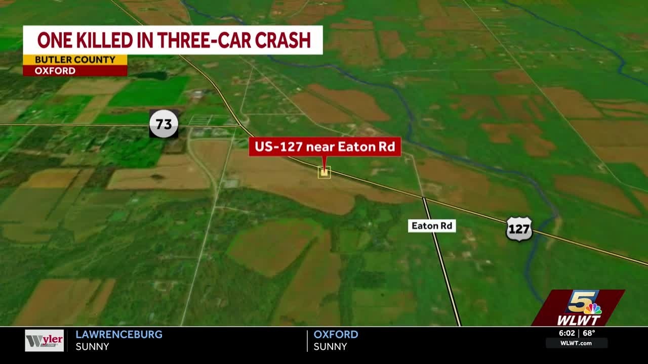 Deputies: 1 dead, 2 hurt after three-car crash in Butler County