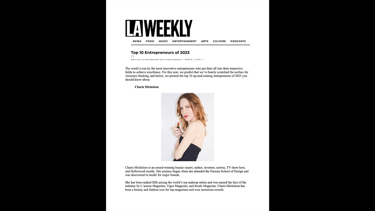 L.A. WEEKLY NAMED ACTRESS & BEAUTY EXPERT CHARIS MICHELSEN ONE OF THE 