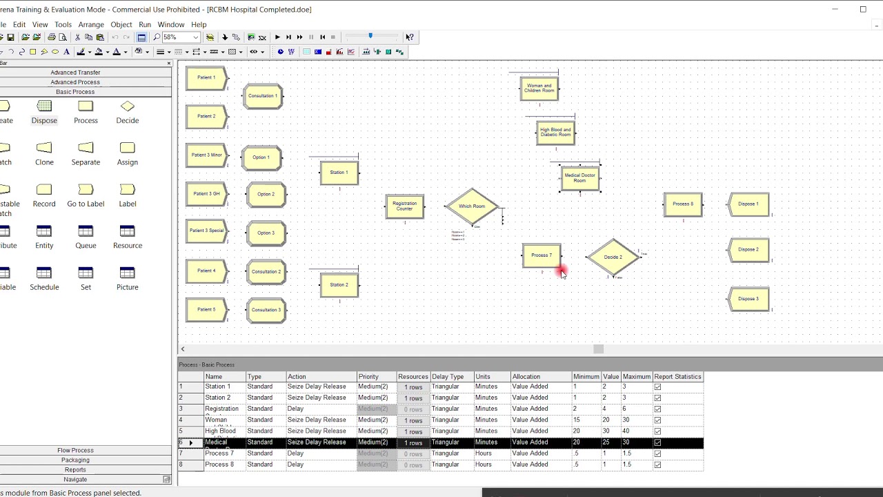 RCBM Hospital Arena Simulation for Assignment 3. Part 2.