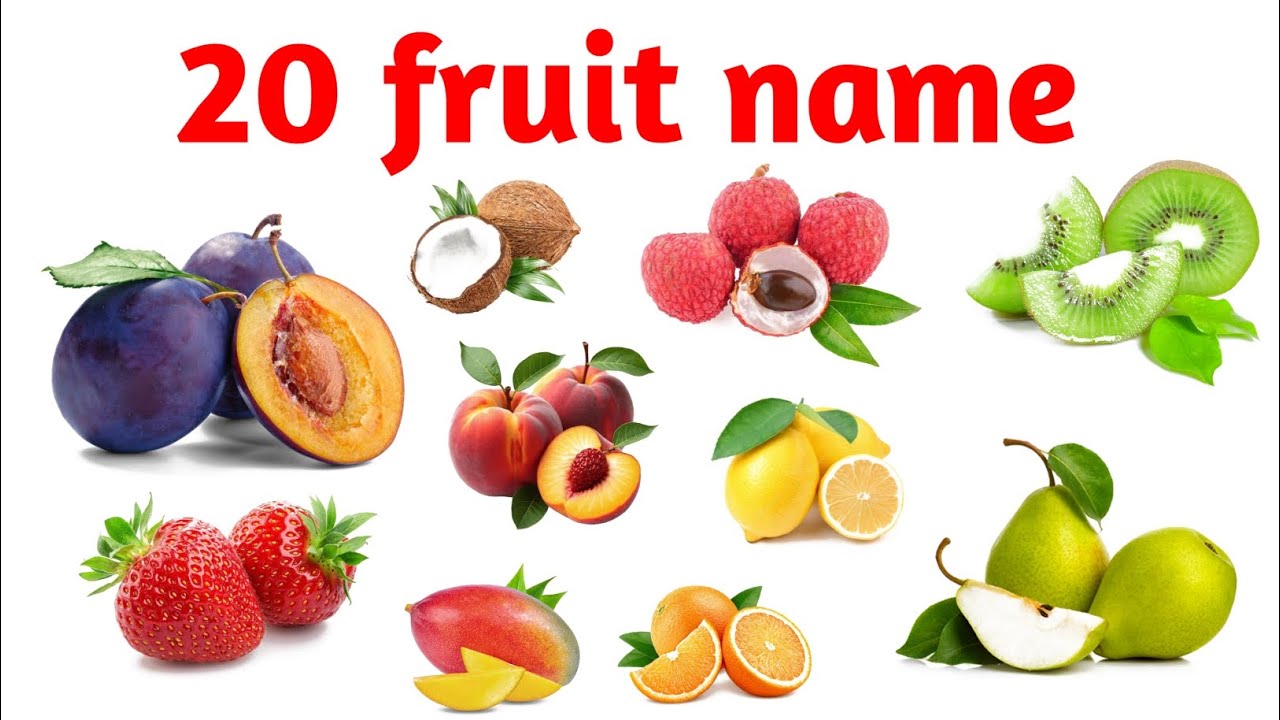 🍎 Learn Fruit Names in English || 20 Healthy Fruits for Kids || Preschool Learning 🍓