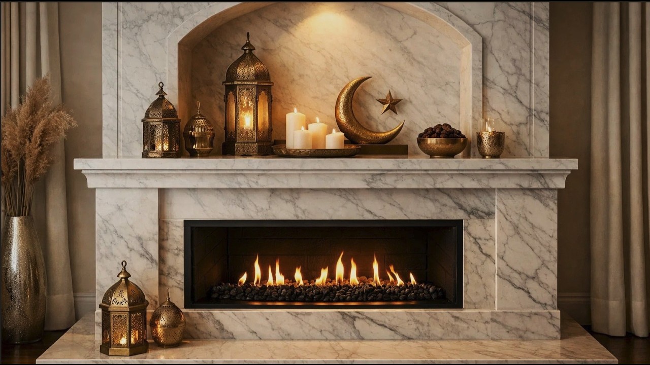Elegant Luxury Ramadan Fireplace Ambience 🌙🔥| NO ADS