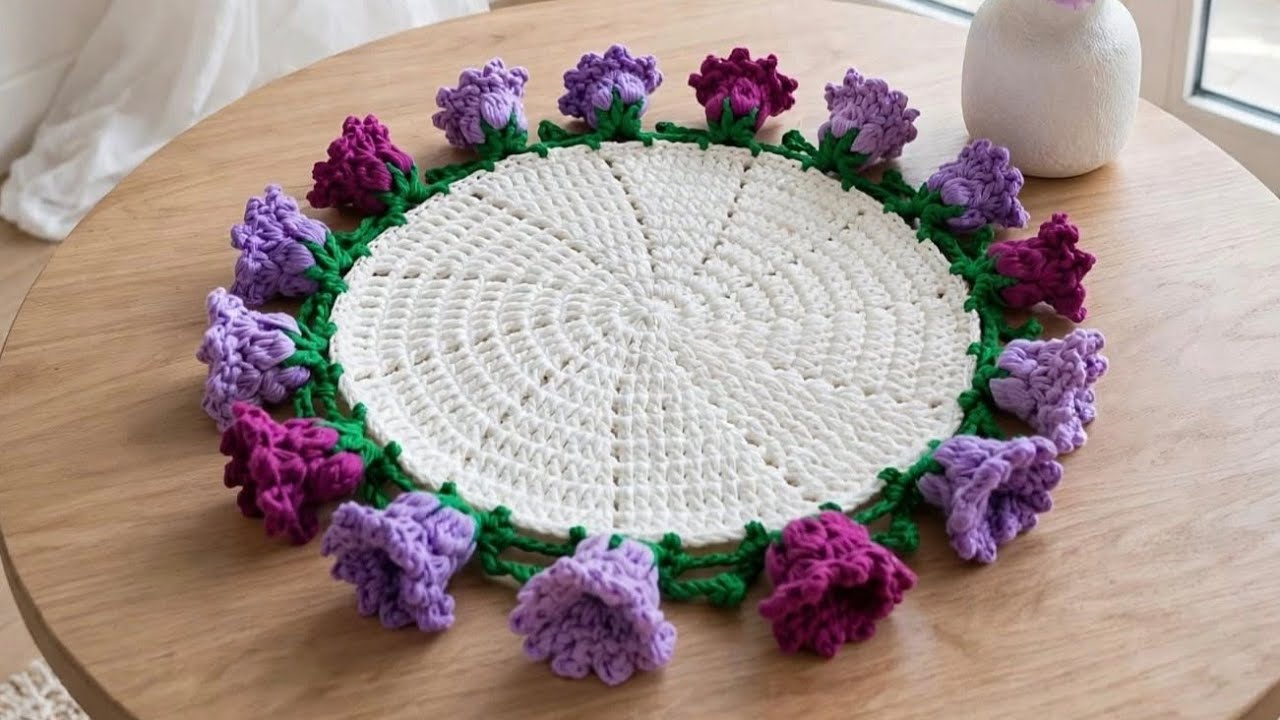 مفرش الورد الترند🔥👌/وردة الجرس كروشيه/شال الورد crochet roses bouquet blanket