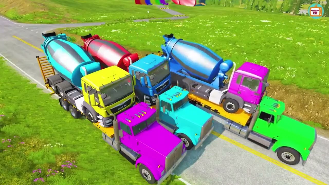 cars and speed bumps, trucks, concrete mixers,dump trucks, cranes, ambulances,  police cars, cars 02