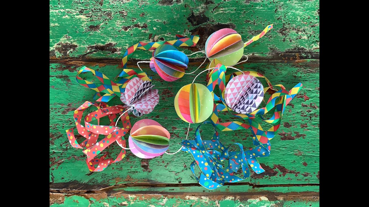Papierkugel- Girlande/ ohne Kleber/ Luftschlangen/ sehr einfach/ Fasching- Party😉