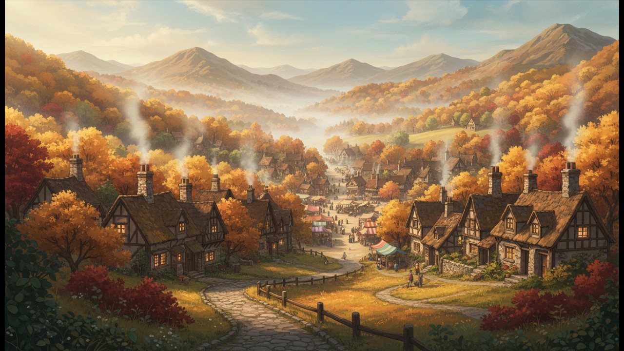 Autumn Harvest Dinner | Cozy Cooking Ambience with Beautiful Lady | Ghibli Style | 10 Hours