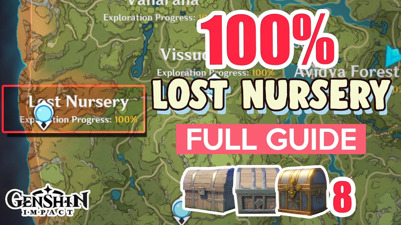 How to: Lost Nursery 100% FULL Exploration ⭐ SUMERU ALL CHESTS GUIDE 【 Genshin Impact 】