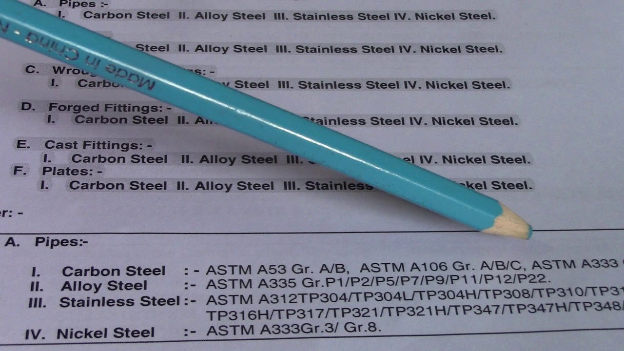 Piping Questionaire - What is the ASTM CODE Pipes, Tubes, Wrought Iron Fittings, Forged Fittings
