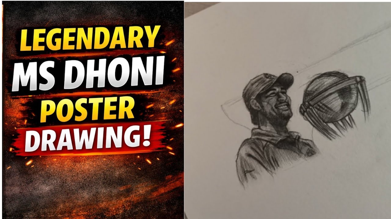 Drawing a Legendary MS Dhoni Poster 🐐 | Captain Cool Tribute@Rtist17 