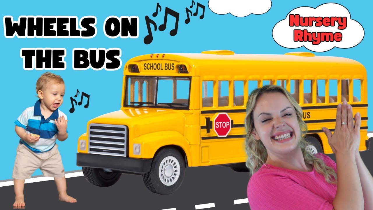 The Wheels on the Bus Go Round and Round Song! Nursery Rhymes For Toddlers with Miss Katie