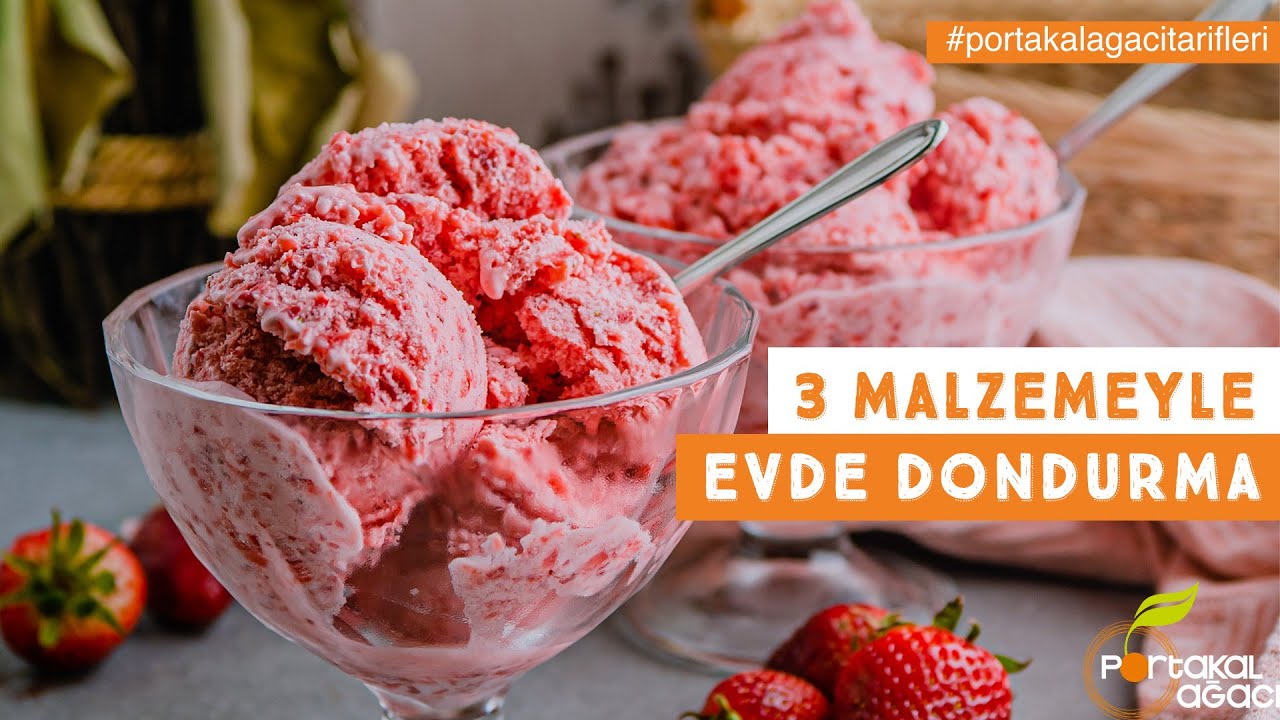 Çilekli Dondurma Tarifi | 3 Malzemeyle Evde Dondurma