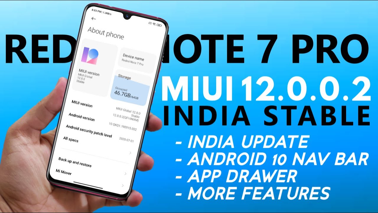[OFFICIAL] Redmi Note 7 Pro INDIA MIUI 12 STABLE  Update | MIUI 12.0.0.2 India Stable Android 10