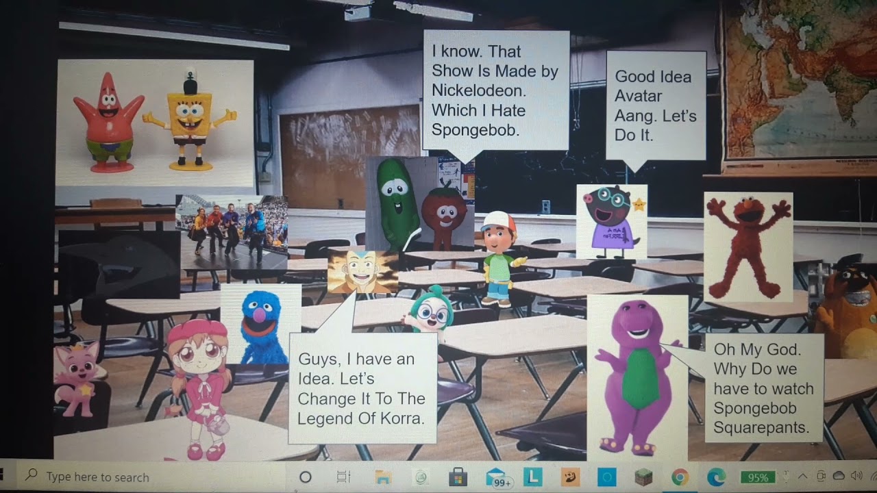 Barney and his flip buddies misbehave at Easter School